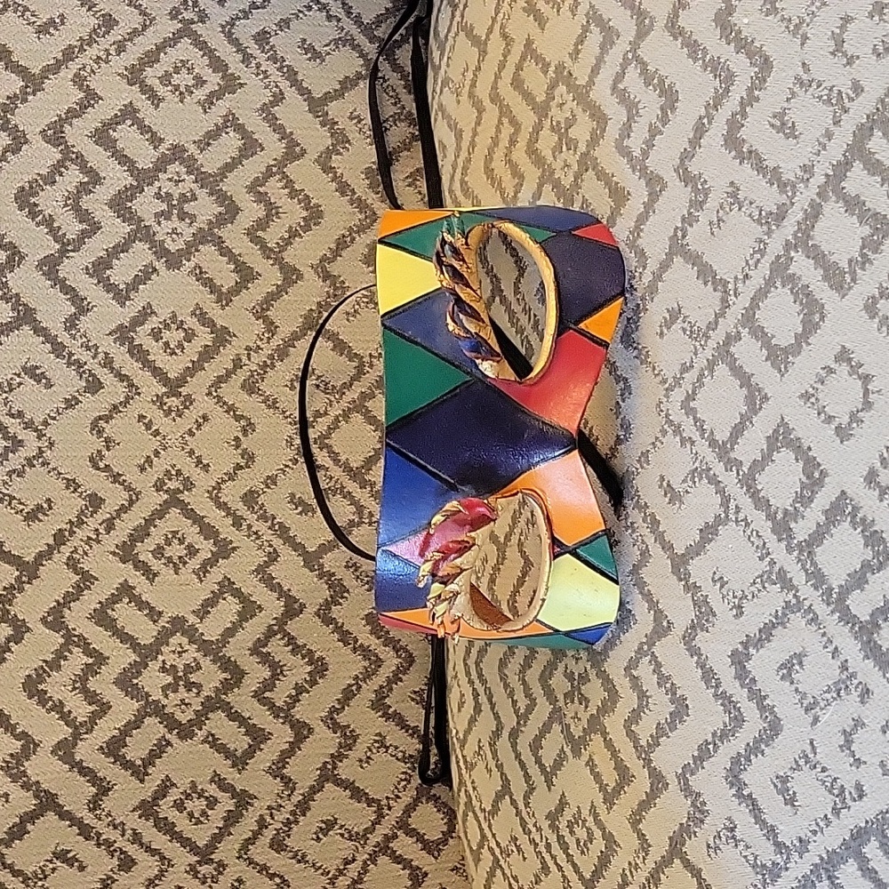 Hand Painted Leather Mardi Gras Mask
